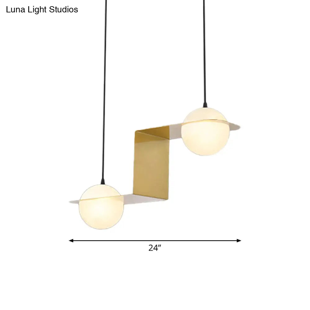 Modern Frosted White Glass Chandelier With Gold Finish - V/Z/Horizontal Pendant Ceiling Light