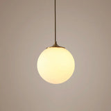 Modern Frosted White Glass Pendant Light For Dining Room With Global Suspension - 1 Bulb / 10’