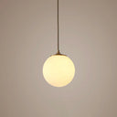 Modern Frosted White Glass Pendant Light For Dining Room With Global Suspension - 1 Bulb / 6’