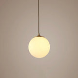 Modern Frosted White Glass Pendant Light For Dining Room With Global Suspension - 1 Bulb / 6’
