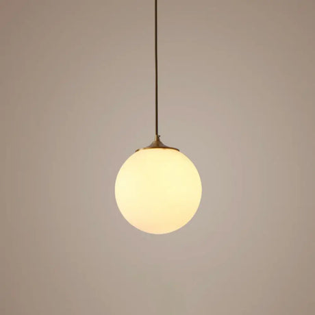 Modern Frosted White Glass Pendant Light For Dining Room With Global Suspension - 1 Bulb / 6’
