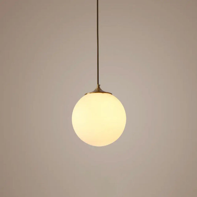 Modern Frosted White Glass Pendant Light For Dining Room With Global Suspension - 1 Bulb / 6’