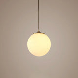 Modern Frosted White Glass Pendant Light For Dining Room With Global Suspension - 1 Bulb / 8’