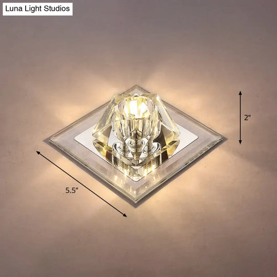 Modern Gemstone Ceiling Light With Crystal Accents And Led Lighting For Corridors Clear / Warm