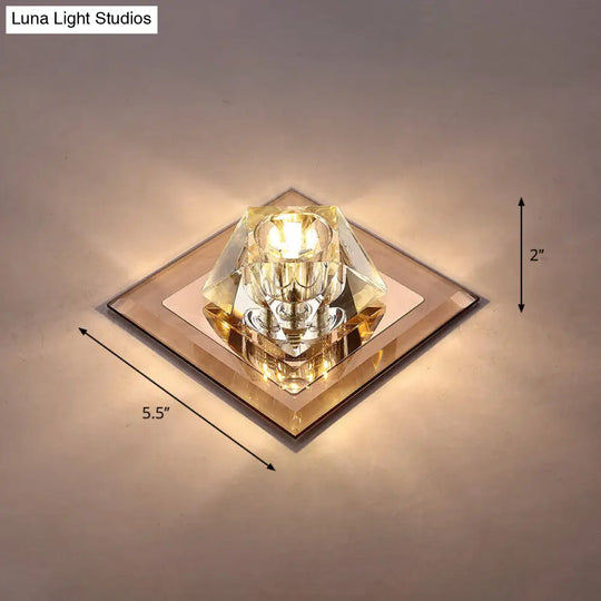 Modern Gemstone Ceiling Light With Crystal Accents And Led Lighting For Corridors Tan / Warm