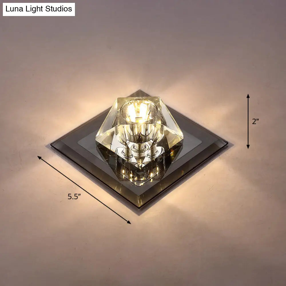 Modern Gemstone Ceiling Light With Crystal Accents And Led Lighting For Corridors Black / Warm