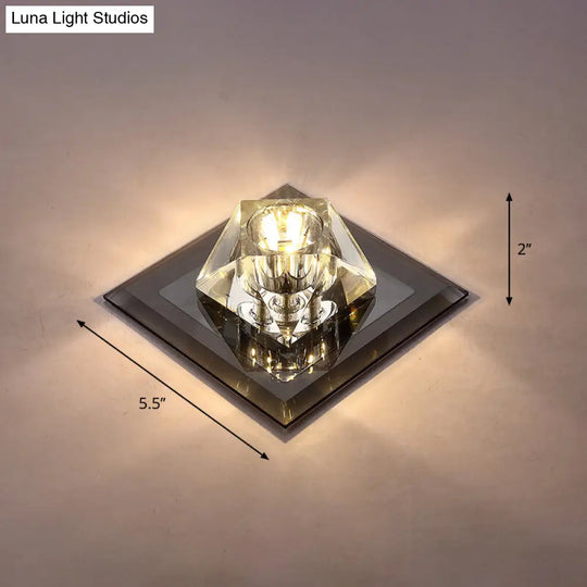 Modern Gemstone Ceiling Light With Crystal Accents And Led Lighting For Corridors Black / Warm