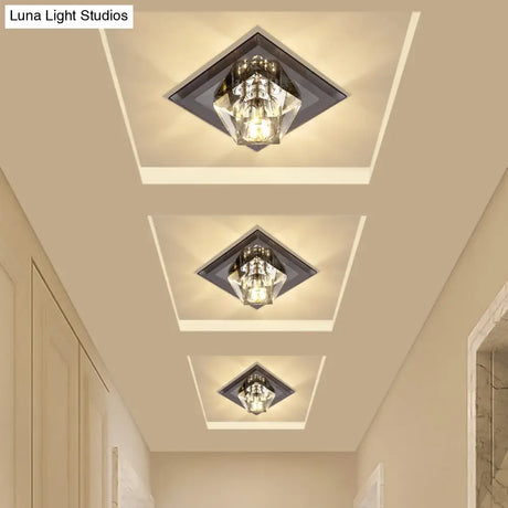 Modern Gemstone Ceiling Light With Crystal Accents And Led Lighting For Corridors