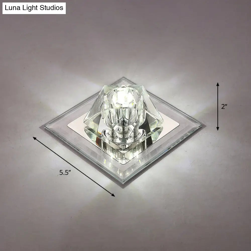Modern Gemstone Ceiling Light With Crystal Accents And Led Lighting For Corridors Clear / White