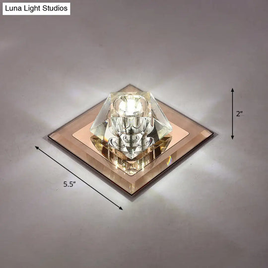 Modern Gemstone Ceiling Light With Crystal Accents And Led Lighting For Corridors Tan / White