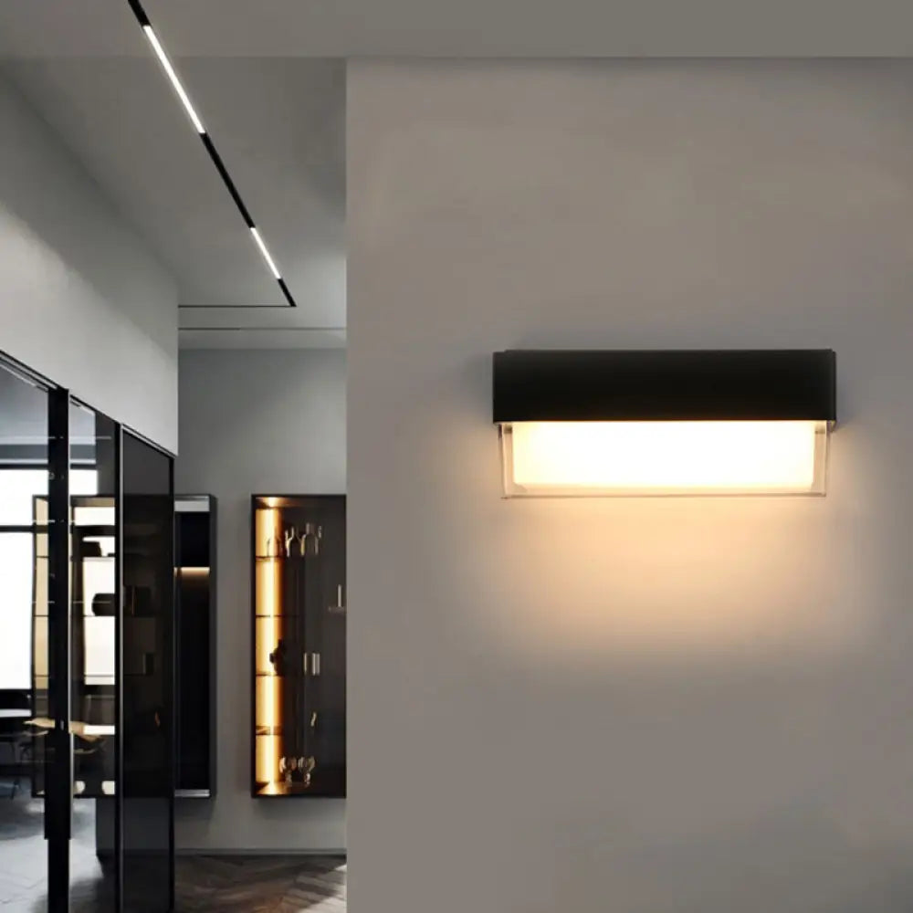 Modern Geometric Acrylic Balcony Wall Light Fixture In Textured Black - Led Sconce Lighting / B