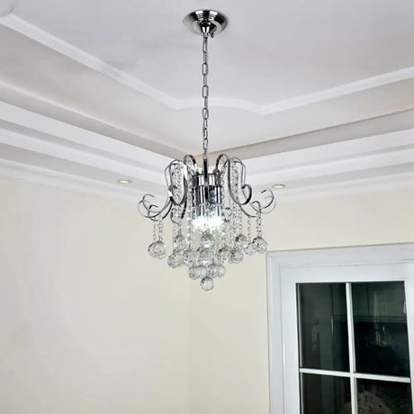 Modern Geometric Crystal Ball Pendant Light - Chrome Finish - 4 Lights Chrome