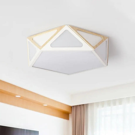 Modern Geometric Flush Light: Acrylic White/Pink/Yellow Led Ceiling Fixture Warm/White Light