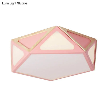 Modern Geometric Flush Light: Acrylic White/Pink/Yellow Led Ceiling Fixture Warm/White Light