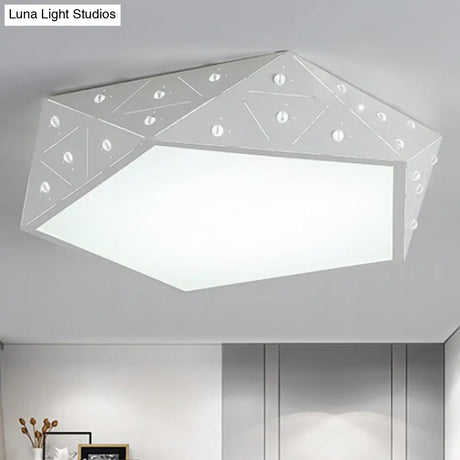 Modern Geometric Flushmount Nordic Led Light - Crystal Accents Black/White 16’/19.5’ Wide