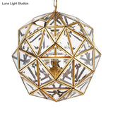 Modern Geometric Glass Chandelier - 3 Heads Ceiling Hanging Light For Living Room