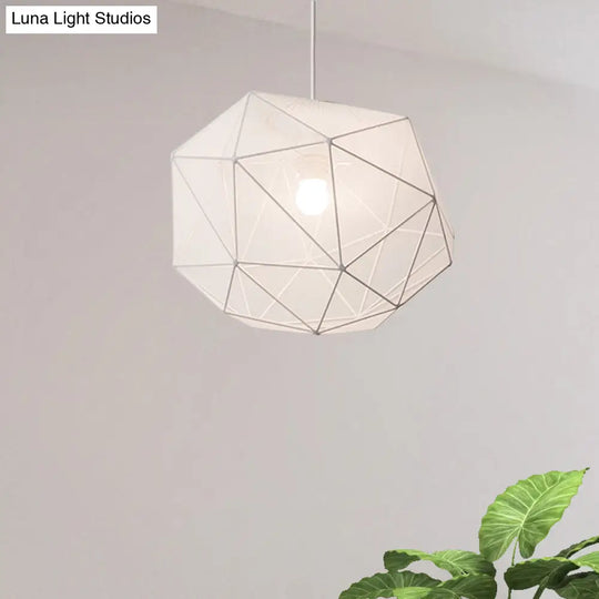 Modern Geometric Hanging Pendant Light For Bedroom In Black/White Fabric