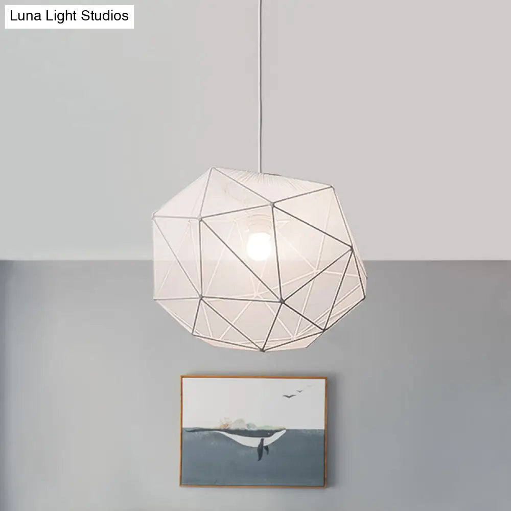 Modern Geometric Bedroom Pendant In Black/White - Sleek Hanging Lighting Fixture White