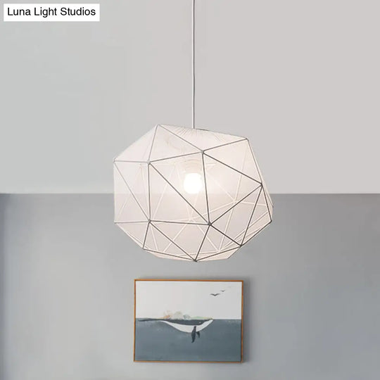 Modern Geometric Bedroom Pendant In Black/White - Sleek Hanging Lighting Fixture White