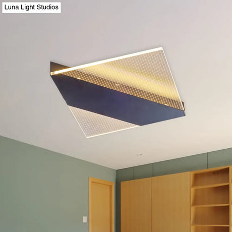 Modern Geometric Led Ceiling Lamp - Black/White/Gold Flush Mount For Bedroom White/Warm Light