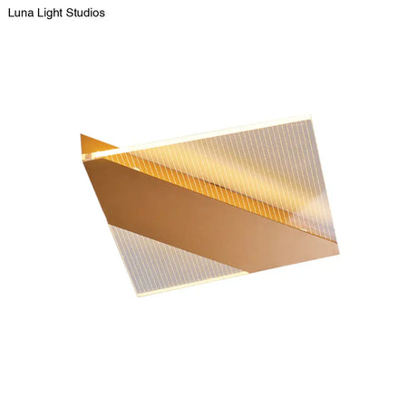 Modern Geometric Led Ceiling Lamp - Black/White/Gold Flush Mount For Bedroom White/Warm Light