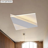 Modern Geometric Led Ceiling Lamp - Black/White/Gold Flush Mount For Bedroom White/Warm Light