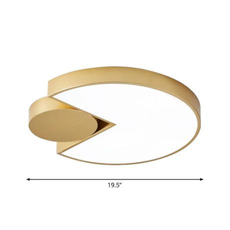 Modern Geometric Led Ceiling Light In Gold With 3 Color Options Minimalistic Flush-Mounted Metal