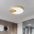 Modern Geometric Led Ceiling Light In Gold With 3 Color Options – Minimalistic Flush-Mounted
