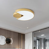 Modern Geometric Led Ceiling Light In Gold With 3 Color Options – Minimalistic Flush-Mounted