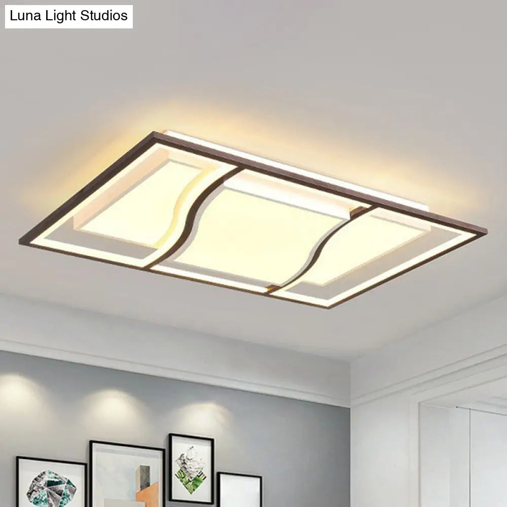 Modern Geometric Led Flush Mount Ceiling Light In Coffee Acrylic For Your Living Room