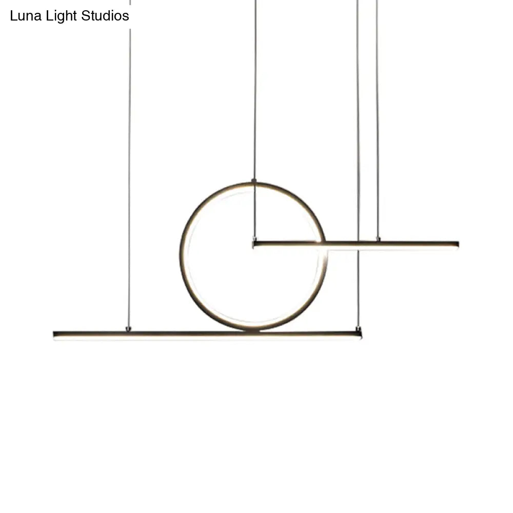Modern Geometric Led Pendant Light In Black/Gold Warm/White Illumination - Ideal For Kitchen