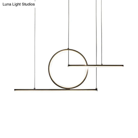 Modern Geometric Led Pendant Light In Black/Gold Warm/White Illumination - Ideal For Kitchen