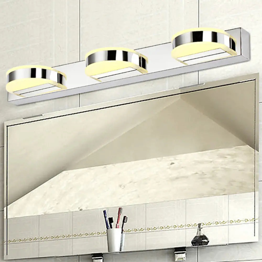 Modern Geometric Led Vanity Wall Light In Nickel Finish - Contemporary Metal Lighting 3 / White