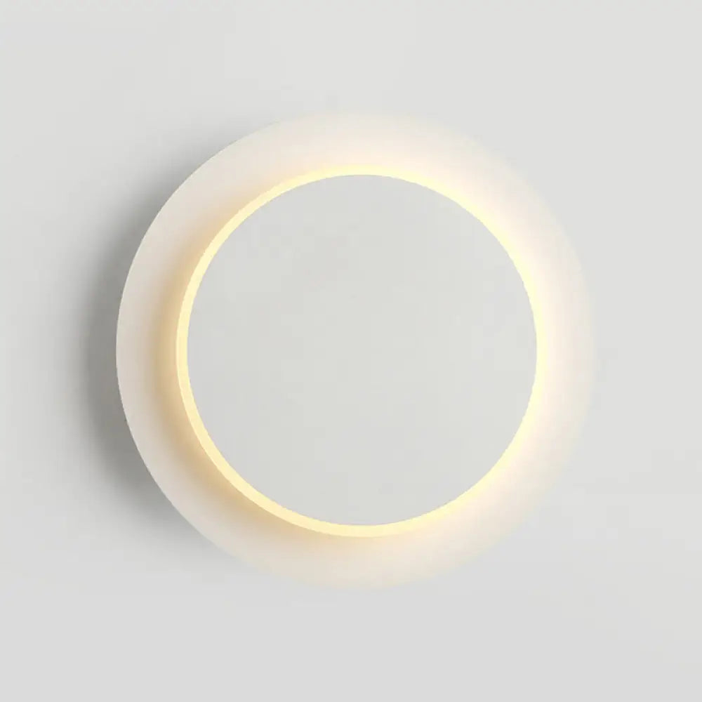 Modern Geometric Led Wall Sconce Light For Living Room White / Round