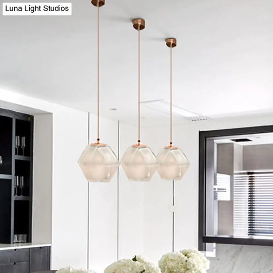 Modern Geometric Pendant Light: White/Smoke Grey/Rose Gold Glass | Stylish Dining Room Ceiling Hang