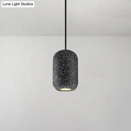 Modern Geometric Shade Ceiling Light - Single Hanging Lamp For Dining Room In Cement Finish