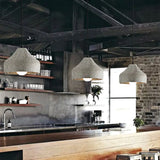 Modern Geometric Shade Ceiling Light - Single Hanging Lamp For Dining Room In Cement Finish Grey /