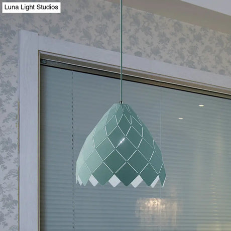 Modern Geometric Splicing Pendant Light - Nordic Metal 1-Light Pink/Yellow/Green Hanging Fixture
