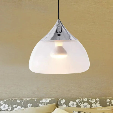 Modern Glass 1-Light Chrome/Gold/Rose Gold Hanging Pendant Light - Stout Design Chrome