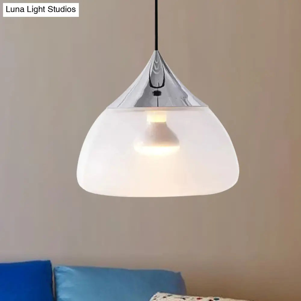 Modern Glass Pendant Light - Stout 1-Light Chrome/Gold/Rose Gold Hanging Design