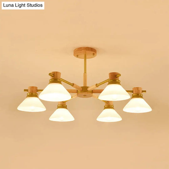 Modern Black/Gold Pendant Chandelier - Glass & Wood Hanging Light For Sitting Room