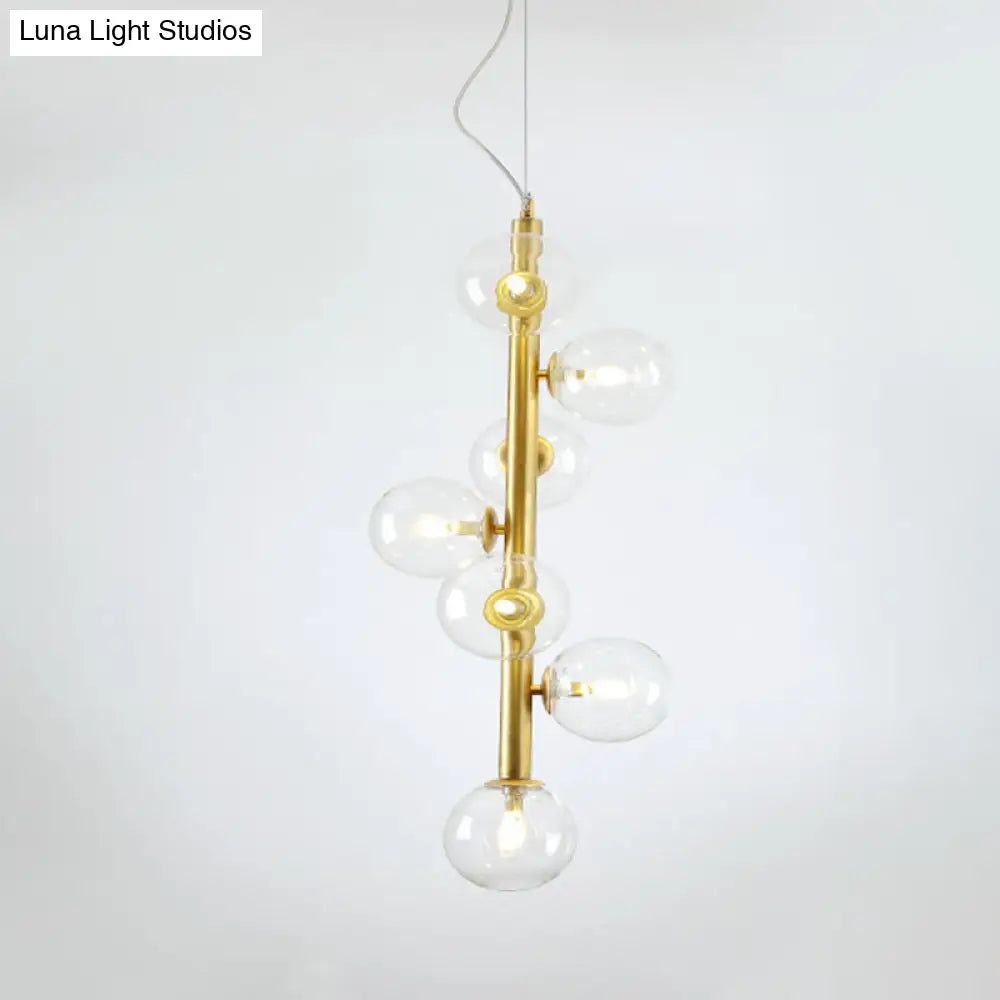 Modern Glass Ball Chandelier With 7 Led Pendant Lights In Gold For Living Room