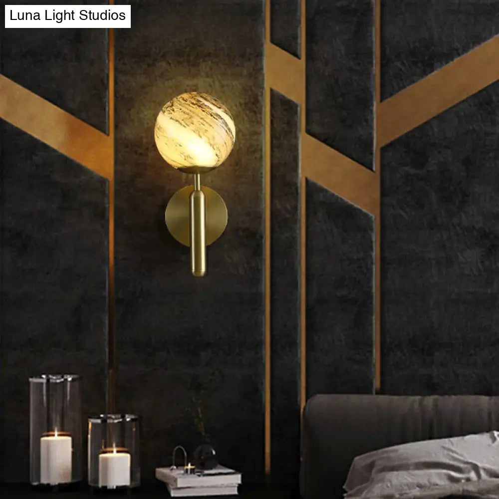 Modern Glass Ball Wall Mount Light With Brass Finish Perfect Sconce Lamp For Living Room