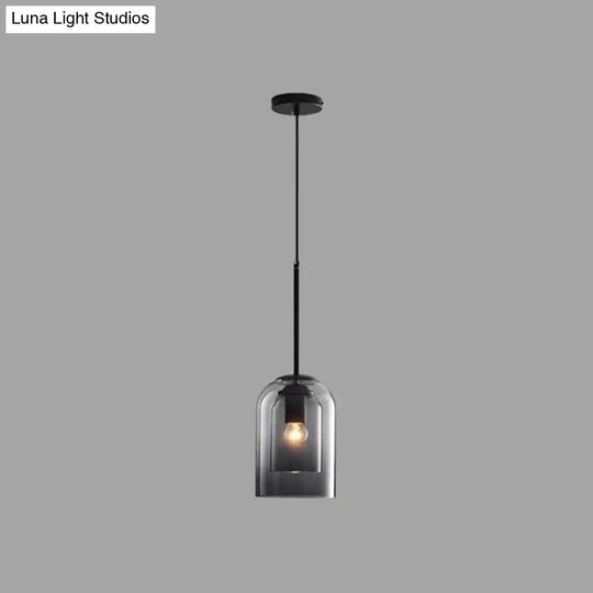 Modern Glass Bell Pendant Lamp For Stylish Bedroom Ceiling 1 / Grey Round