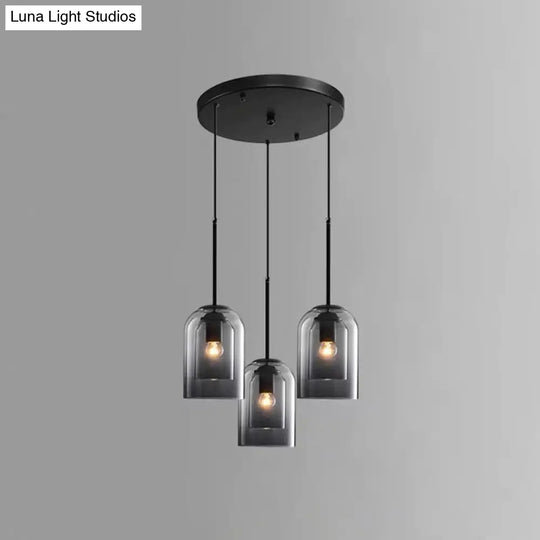 Modern Glass Bell Pendant Lamp For Stylish Bedroom Ceiling 3 / Grey Round