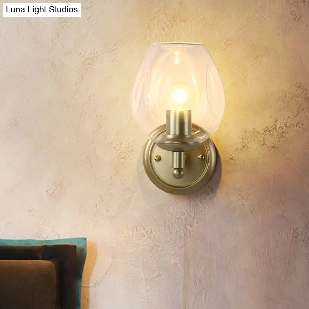 Modern Glass Cup Sconce With Dimpled Blown Wall Mounted Light Fixture In Gold