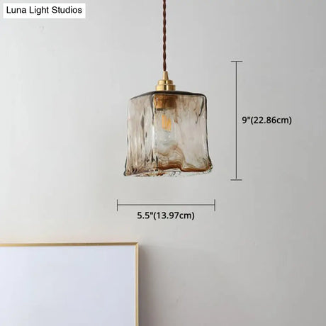 Modern Glass Hanging Light With Adjustable Wire - Brass Lamp Holder Bedside Lighting