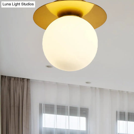 Modern Glass Orbit Ceiling Light Kitchen Flushmount Lamp - Clear/Light - Brown/Cream Single