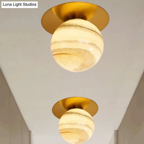 Modern Glass Orbit Ceiling Light Kitchen Flushmount Lamp - Clear/Light - Brown/Cream Single
