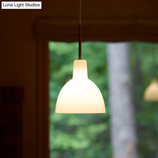 Modern Glass Pendant Lamp - White Bell Design Perfect For Kitchen Sink
